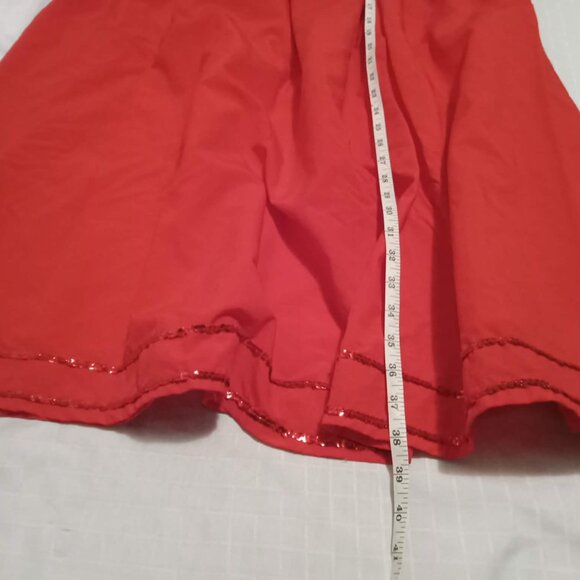 Beautiful long red skirt with sequins at the bottom, cotton and polyester - Picture 4 of 8